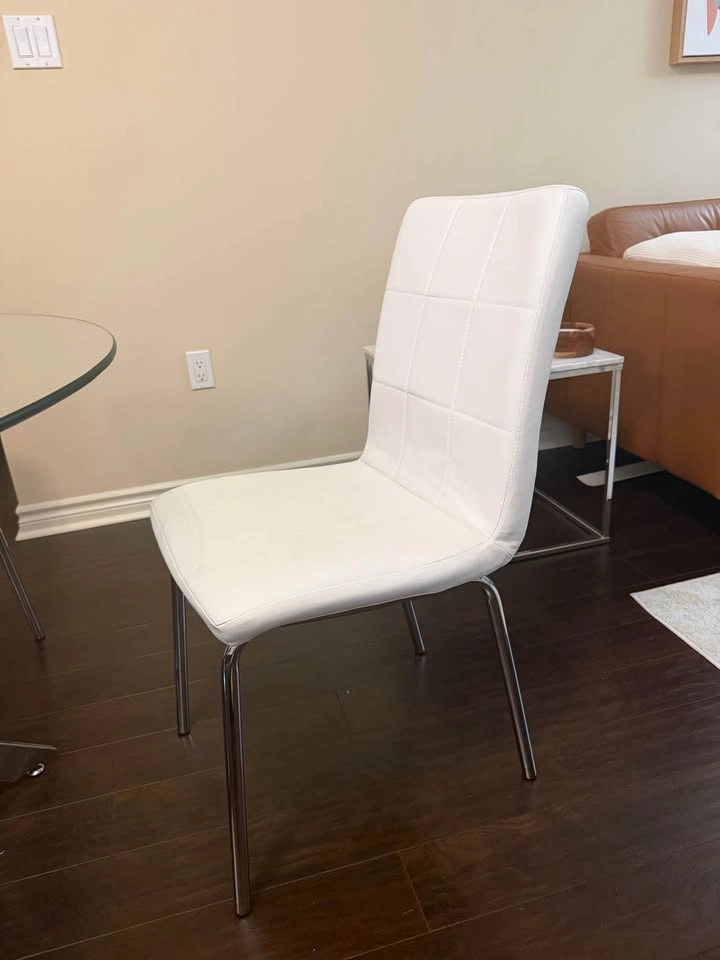 Set of 4 White Faux Leather Dining Chairs - photo 2