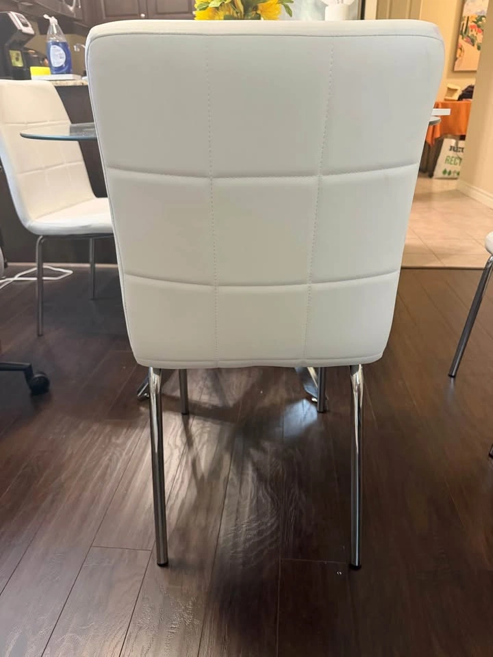 Set of 4 White Faux Leather Dining Chairs - photo 3