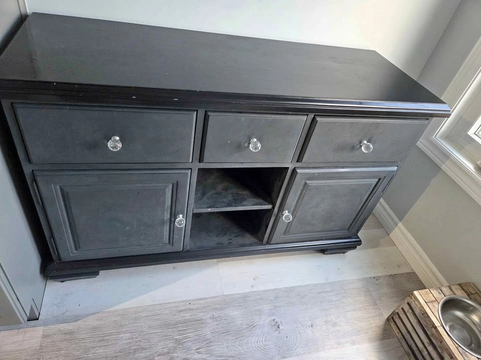 Black Sideboard with Crystal Knobs
