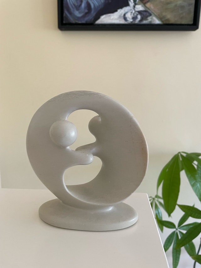 Hand-Carved Kenyan Soapstone Mother & Child Sculpture
