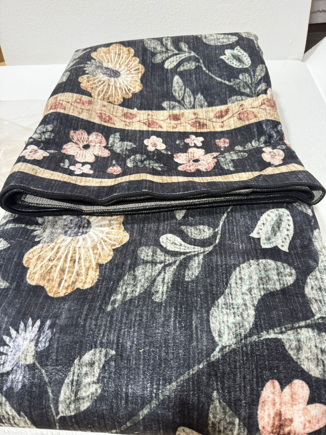 8x10 Washable Area Rug – Soft Black Vintage Floral Carpet - photo 2