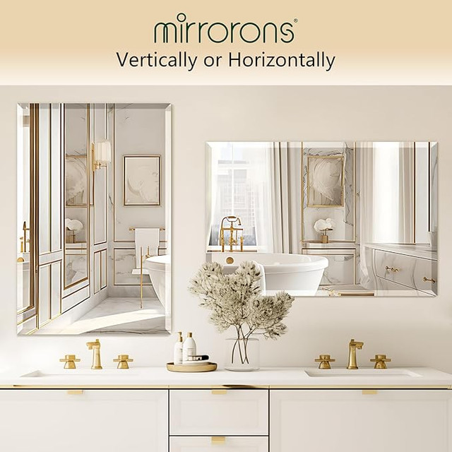 Frameless Beveled Wall Mirror – 28" x 36" – Mount Vertically - photo 2
