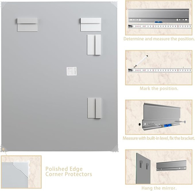 Frameless Beveled Wall Mirror – 28" x 36" – Mount Vertically - photo 3