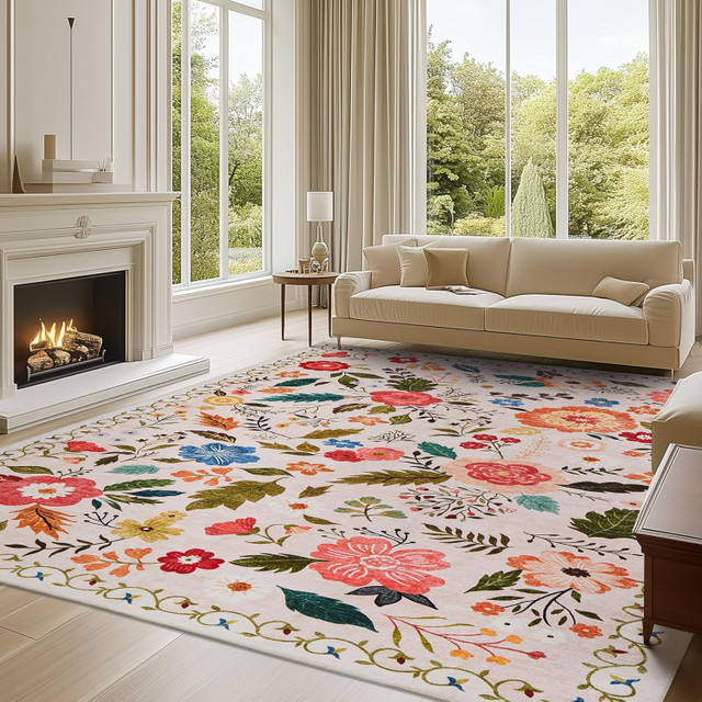 Large 8x10 Area Rug – Washable Boho Vintage Style Carpet