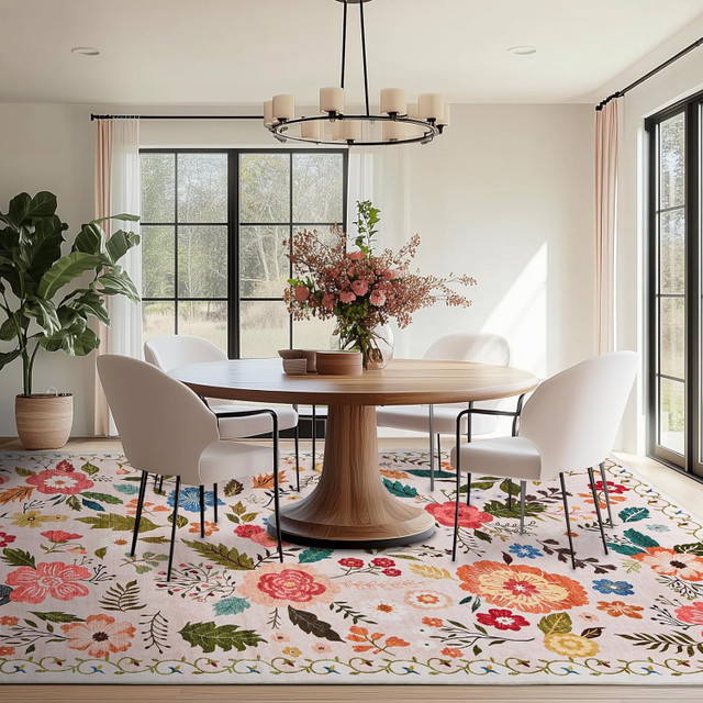 Large 8x10 Area Rug – Washable Boho Vintage Style Carpet - photo 4