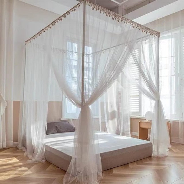 Full Size Stainless Steel Canopy Bed Frame