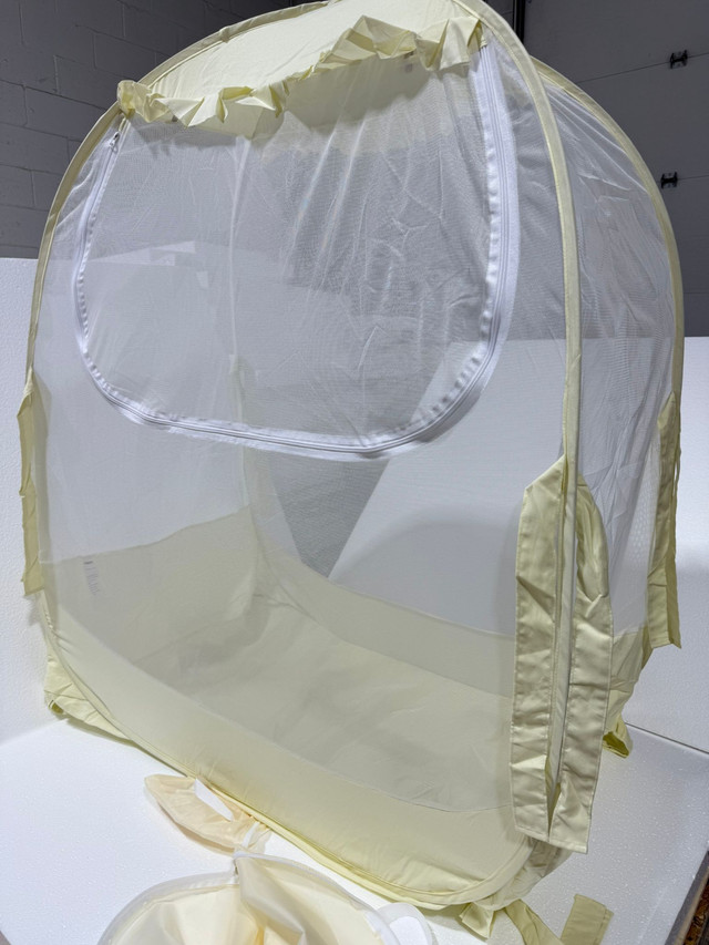 Baby Crib Pop-Up Tent – Yellow, Mesh Safety Canopy