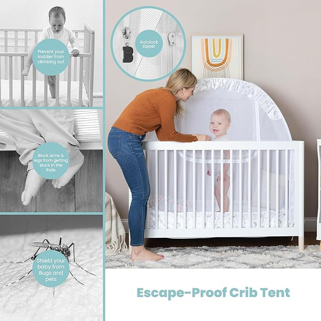 Baby Crib Pop-Up Tent – Yellow, Mesh Safety Canopy - photo 4