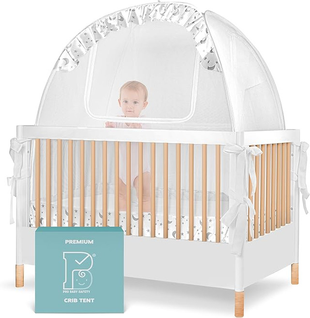Baby Crib Pop-Up Tent – Yellow, Mesh Safety Canopy - photo 5