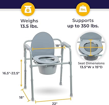 Drive Medical 11148-1 Folding Bedside Commode Chair