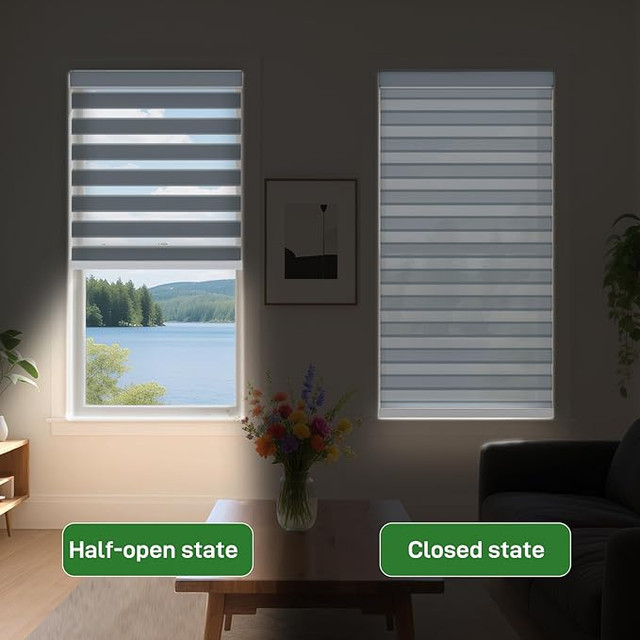 Grey Zebra Shades No Drill Blinds 34" W x 72" H – Cordless - photo 5
