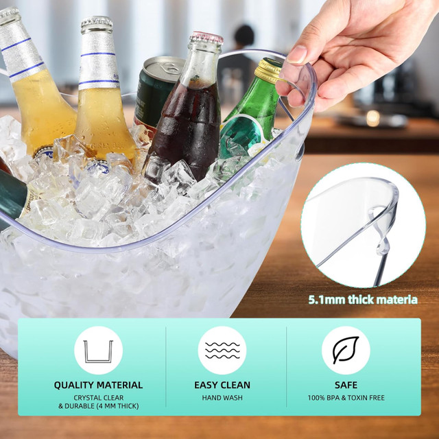 Extra Large Party Beverage Bucket Acrylic Ice Bucket Cocktail - photo 3