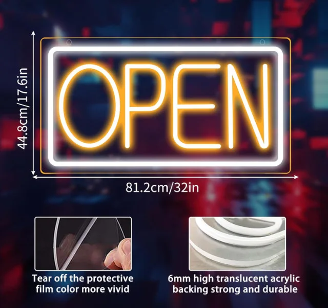 Ultra Bright 32” LED Open Sign – White/Yellow Neon Look thumbnail