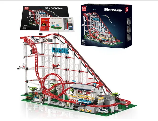 Mould King Roller Coaster Building Set Motorized Park Blocks thumbnail