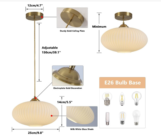 KCO Mid-Century Modern Pendant Light