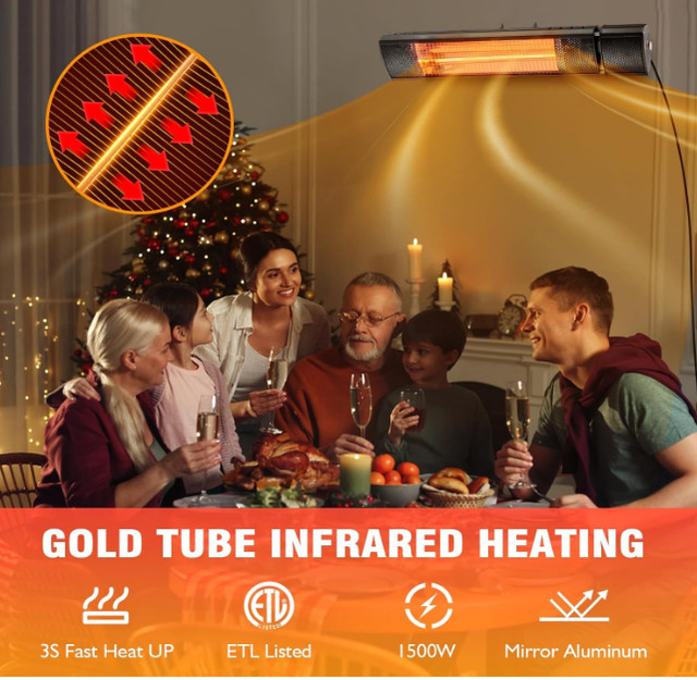 1500W Electric Patio Heater – Infrared, Remote, Wall New open - photo 2