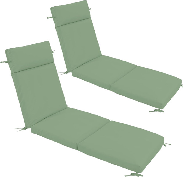 Outdoor Chaise Lounge Cushion Set – 72x21" 2-Pack, Sage Green