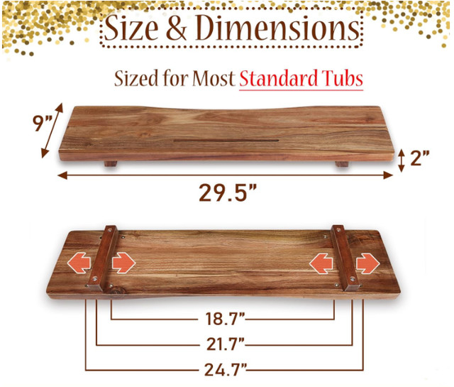 Acacia Wood Bathtub Tray Caddy - photo 4