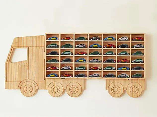 Wooden Toy Car Display Rack – Holds 42 Diecast Cars thumbnail
