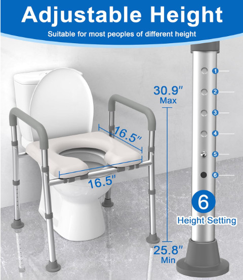 HOMLAND Raised Toilet Seat with Handles