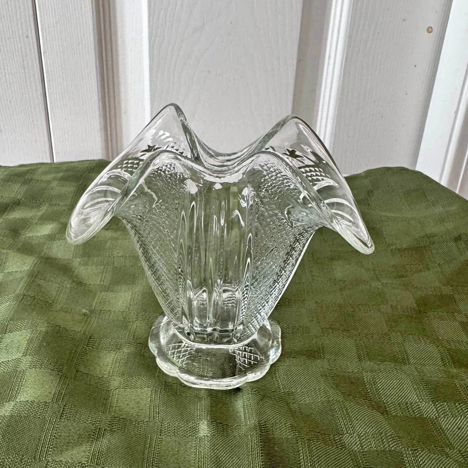 Antique Hand blown crystal glass flower basket