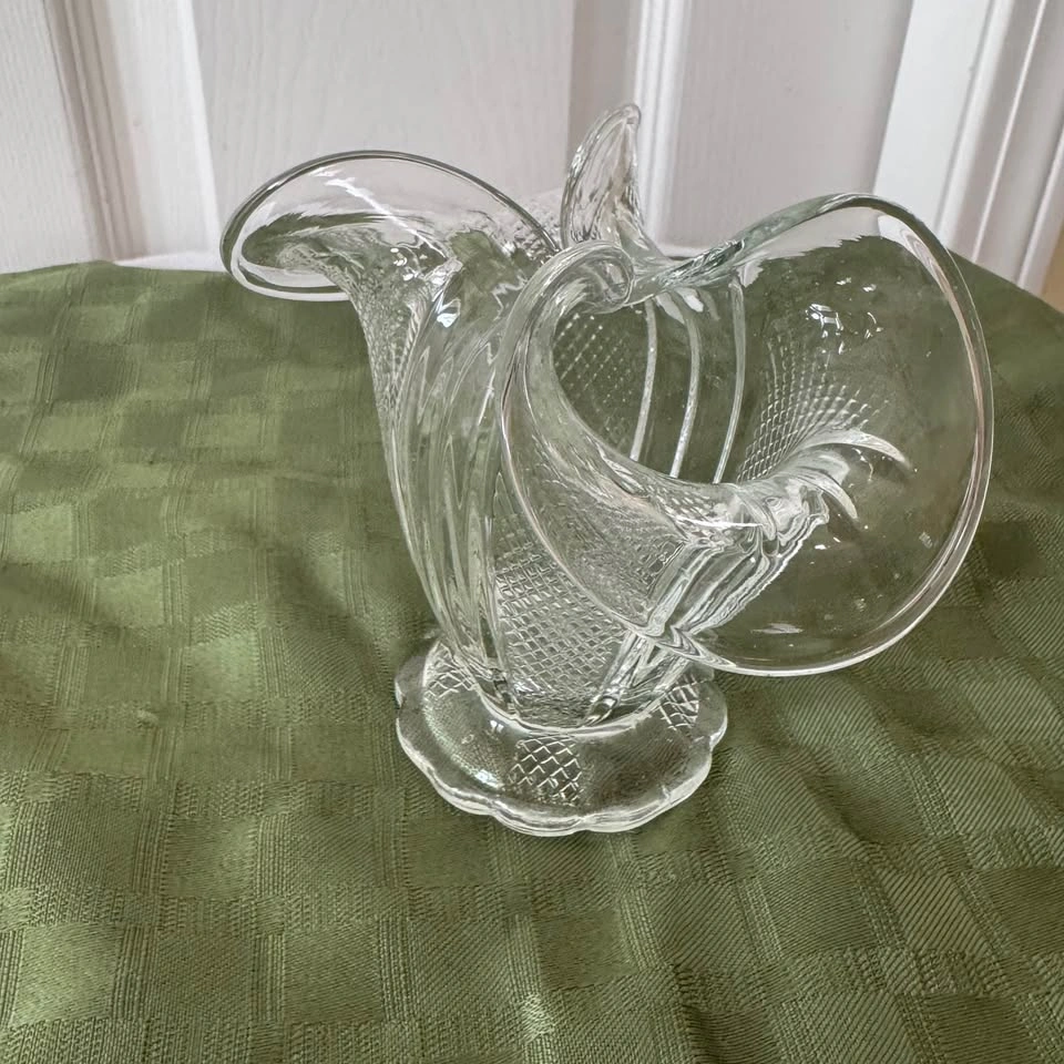 Antique Hand blown crystal glass flower basket - photo 4