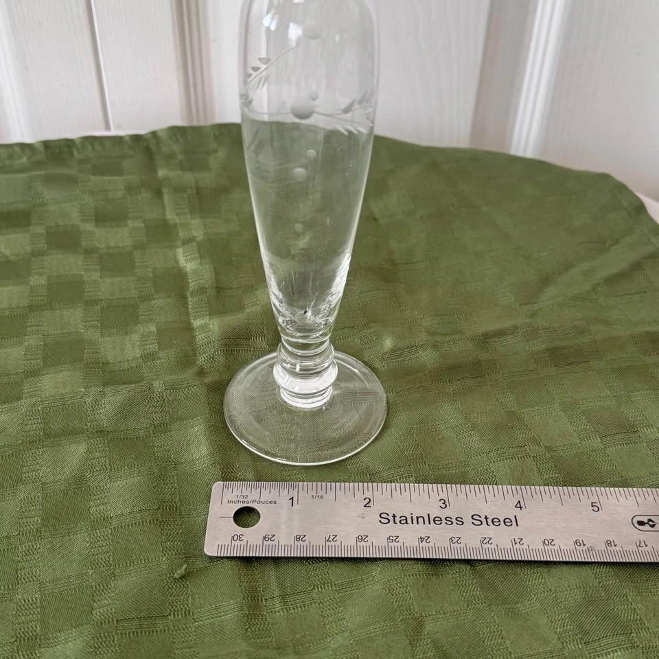 Vintage small crystal bud vase with etching - photo 5