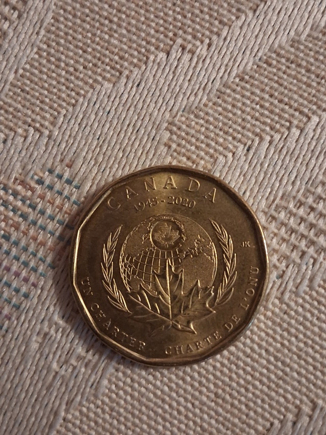 2020 UN Charter 75th Anniversary Canadian Loonie coin
