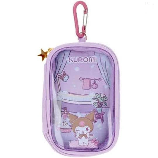 BNWT Japan Sanrio Kuromi Zipper Clear Case Pouch with Carabiner