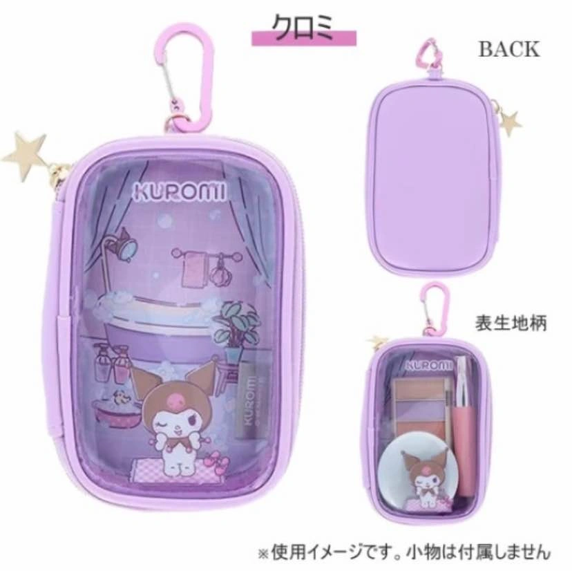 BNWT Japan Sanrio Kuromi Zipper Clear Case Pouch with Carabiner - photo 2
