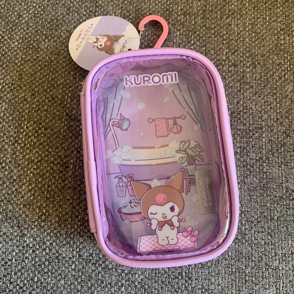 BNWT Japan Sanrio Kuromi Zipper Clear Case Pouch with Carabiner - photo 4