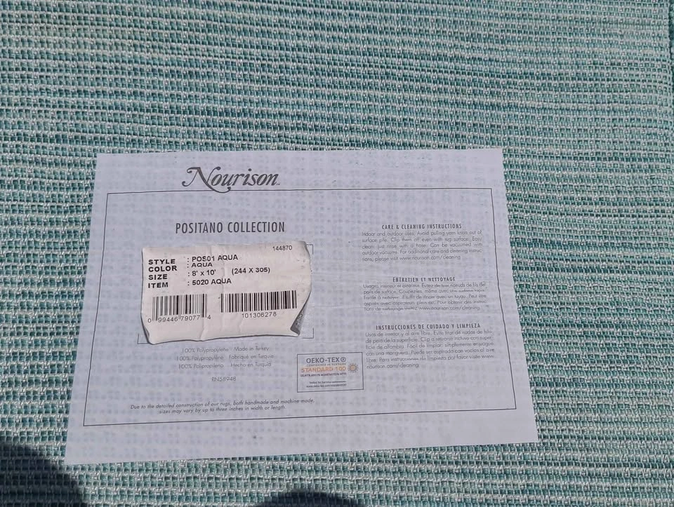 8 x 10 Indoor/Outdoor Rug Aqua Blue ⚽ - photo 3