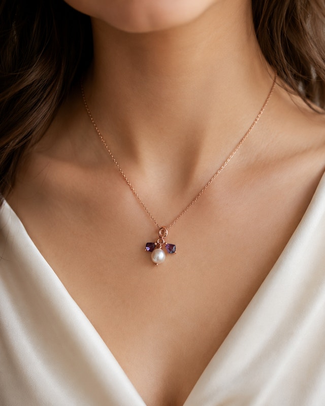 New  genuine freshwater pearl and Swarovski crystal pendant