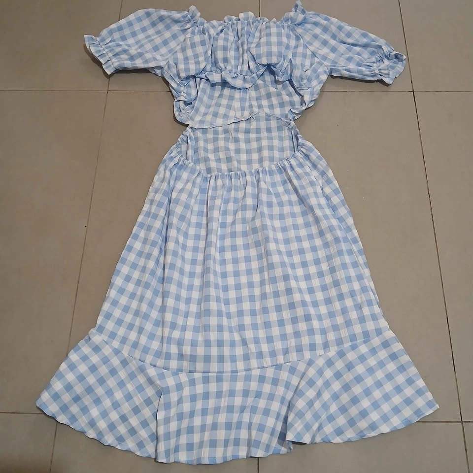 ⚽ Blue and White Gingham Dress - photo 2