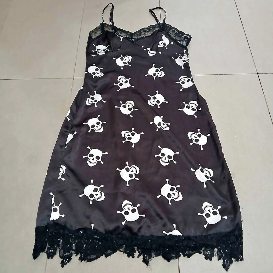 ⚽ Skull Print Slip Dress