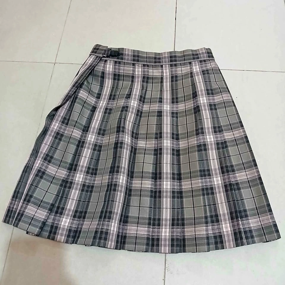 ⚽ Pink and Grey Plaid Pleated JK Skirt