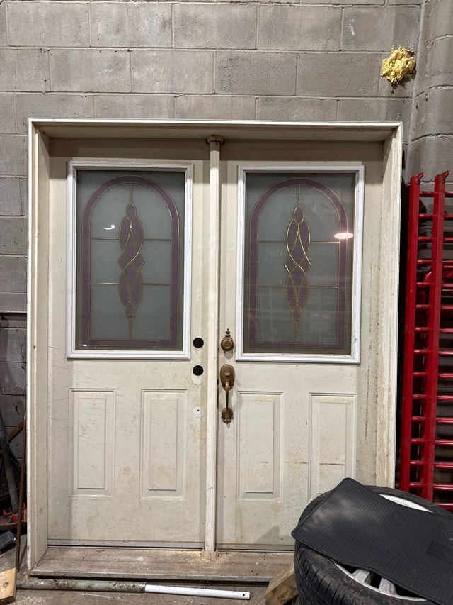 Double Entry Door with Decorative Glass