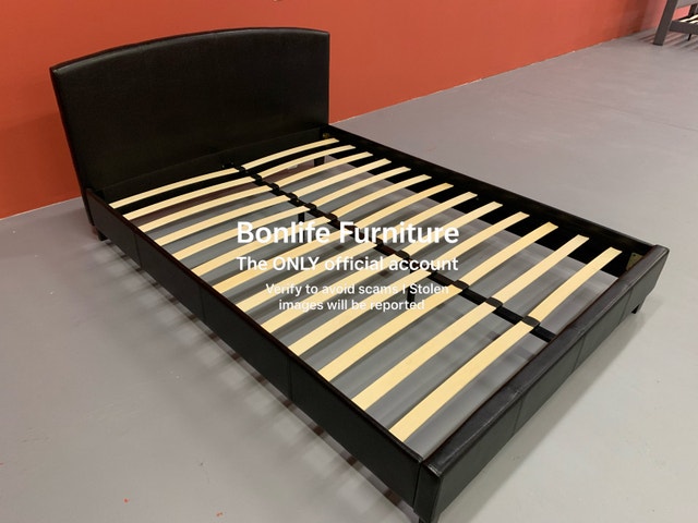 Double or Queen Leather Look Platform Bed Frame - photo 2