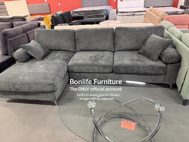 comfy grey fabric sectional sofa on sale