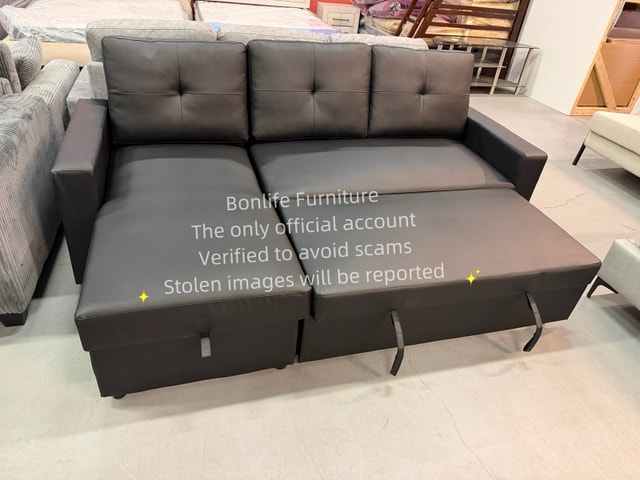 faux leather sectional sofa bed on sale - photo 2
