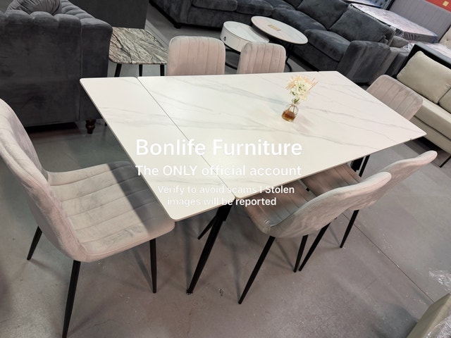 Stone extending dining table set