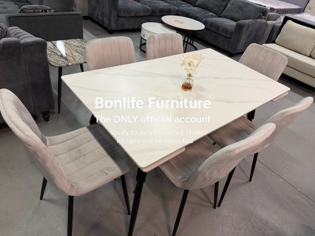 Stone extending dining table set - photo 2