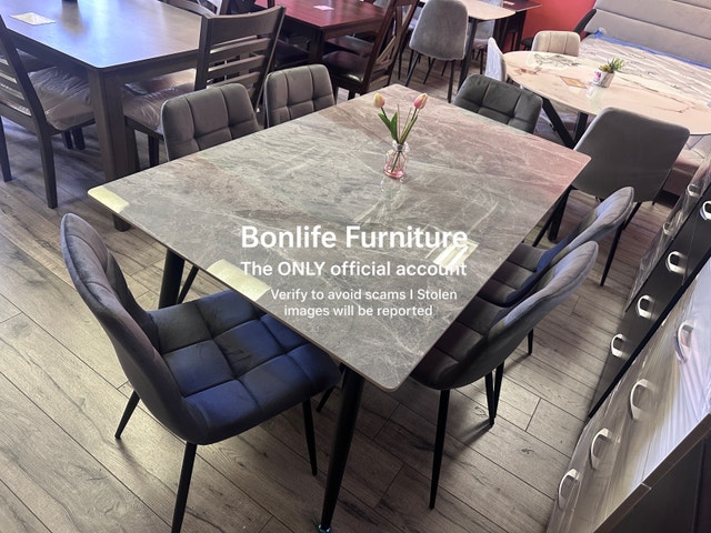 7pc modern stone dining table set on sale