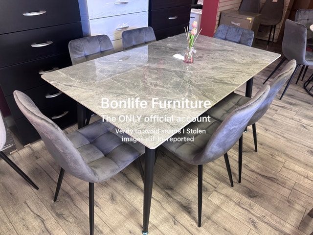 7pc grey stone dining set on sale