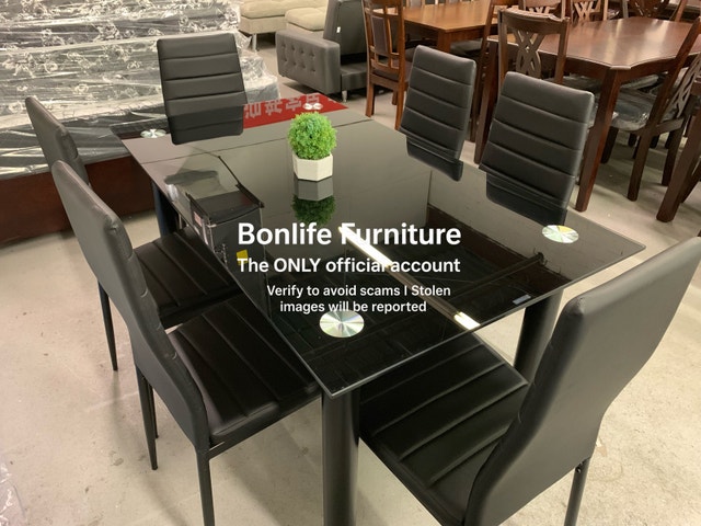 7pc tempered glass dining set on sale