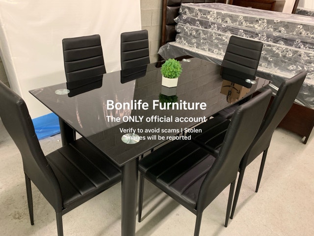 7pc tempered glass dining set