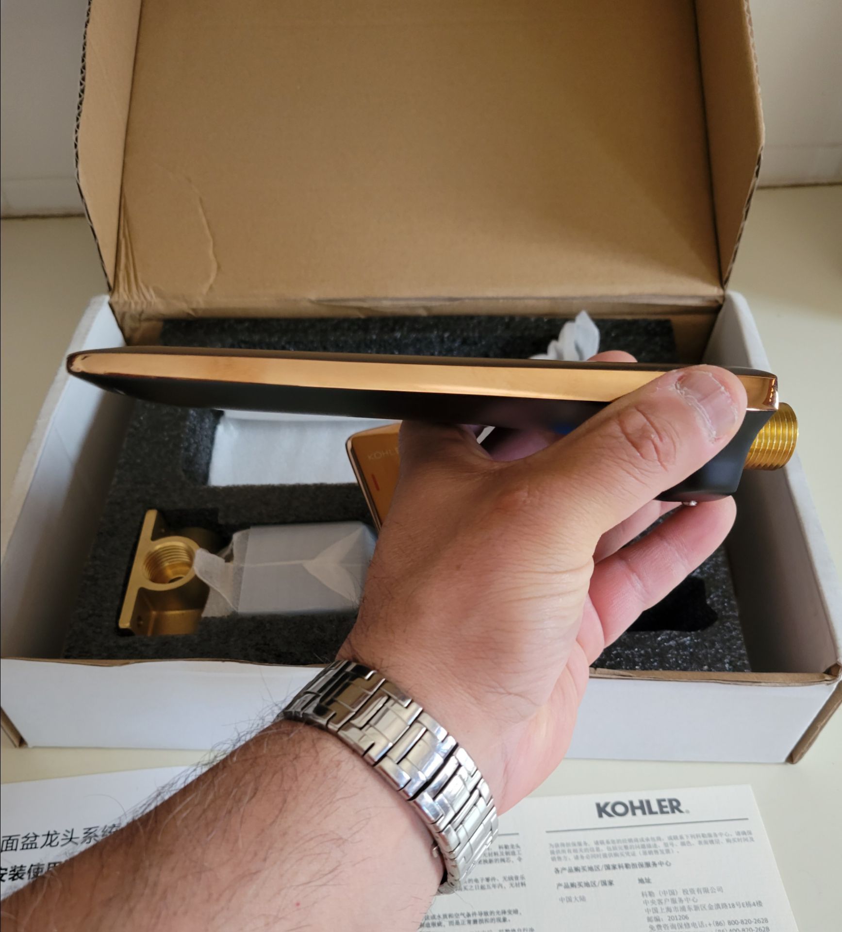 Kohler 2 PCS Black/Gold Waterfall Wall Mounted Faucet NEW - photo 3