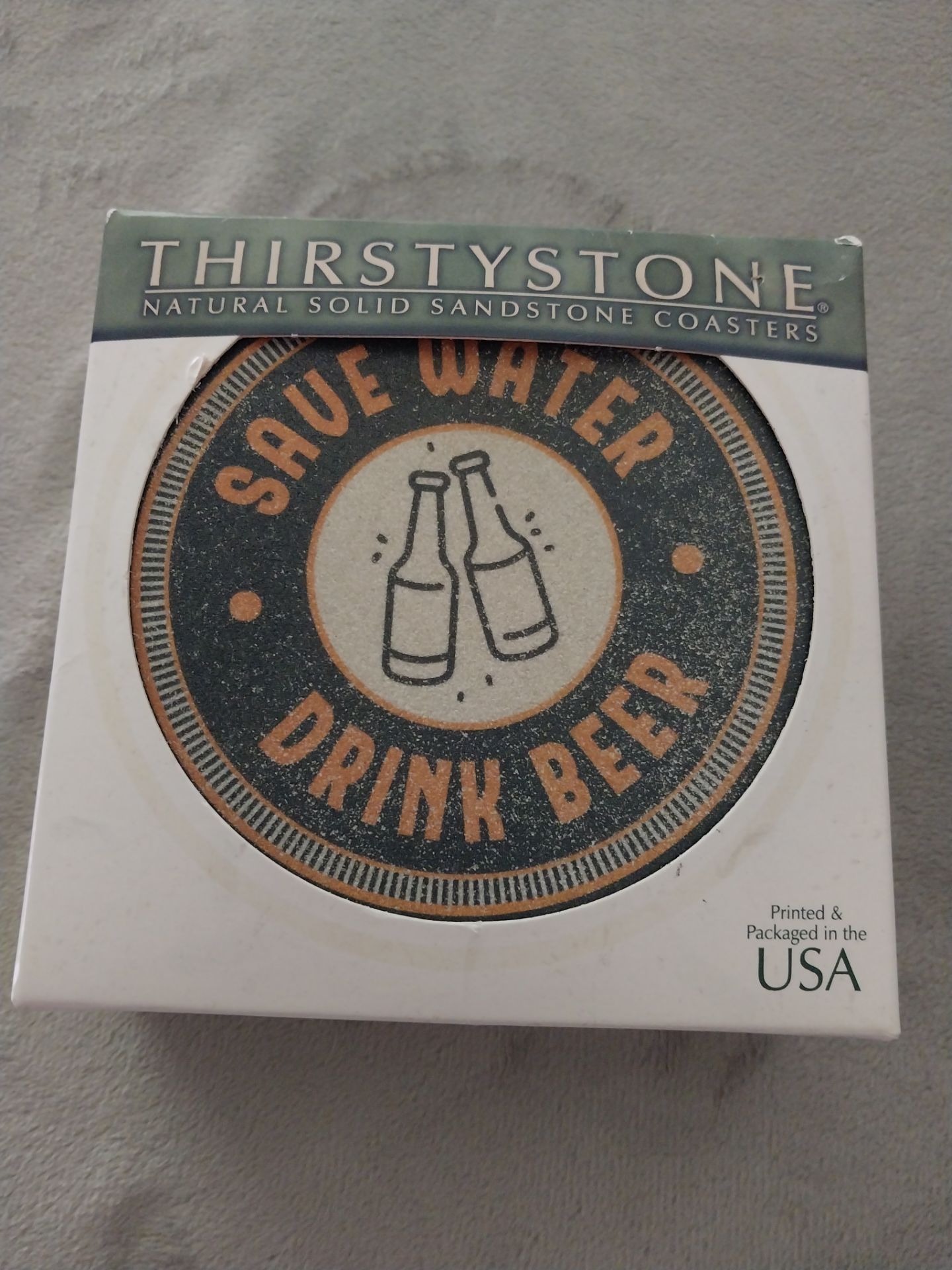 Sandstone Coasters 4pk Save Water Drink Beer