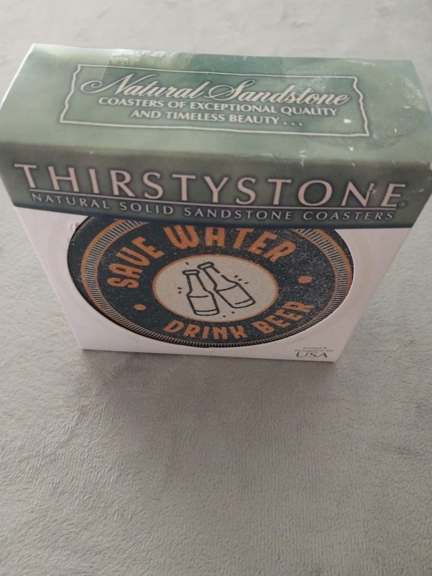 Sandstone Coasters 4pk Save Water Drink Beer - photo 4