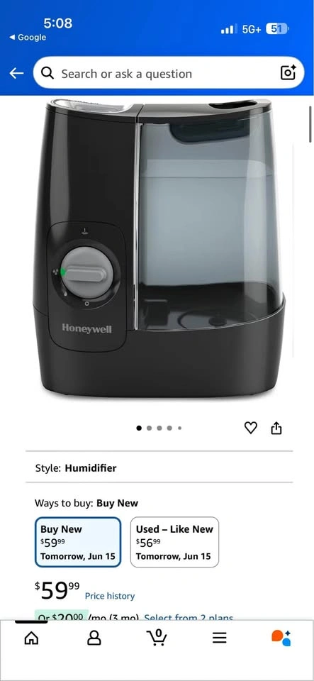Honeywell HWM845BC Soothing Comfort Warm Mist Humidifier